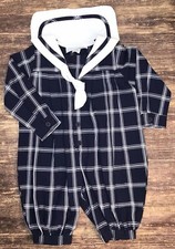 Chabre Vintage One Piece Jumpsuit Toddler Size 3t Blue and White Checked