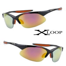 X-Loop Semi Rimless Sport Cycling Fishing Running UV400 Sunglasses Fire Lens