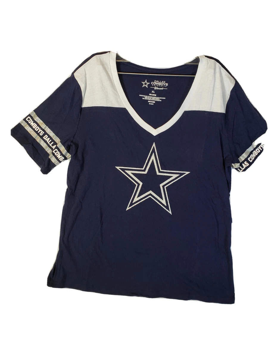 Dallas Cowboys Women s Blue Tee Shirt With Silver Accents Size XL