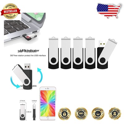 128GB USB Flash Drive 5 Pack - Portable Swivel Storage for Easy Data Management