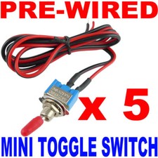 5 PCS SPST Mini Toggle Switch Wires On/Off Metal Small Automotive/Boat/Car/Truck