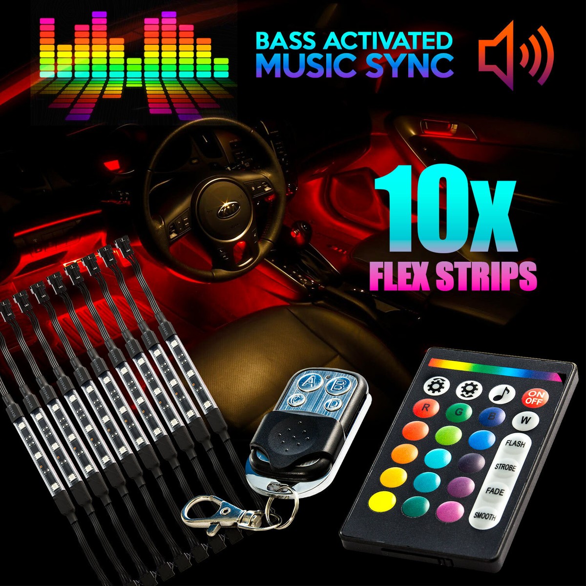 18 Color 10pcs Flexible LED Light NEON Remote Kit For