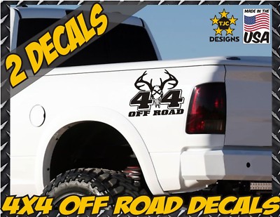 4x4 Offroad Decal Set GLOSS BLACK for Dodge RAM Dakota Deer Hunting Skull
