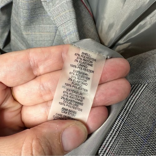 Tommy Hilfiger One Button Gray Blue Plaid Blazer Jacket - Picture 5 of 5