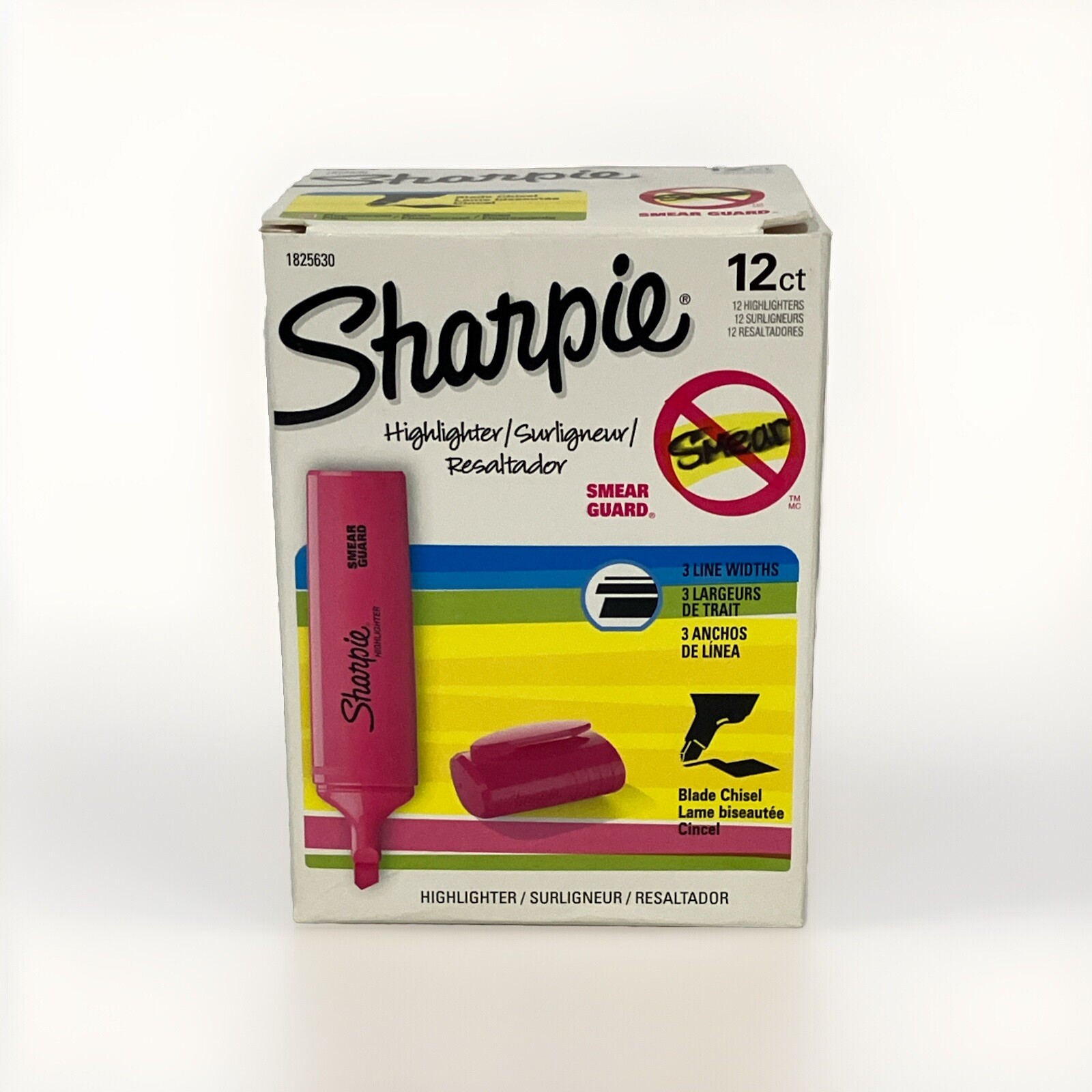Pen 3 Blade Chisel Tip 12 Pack Pink Smear Guard