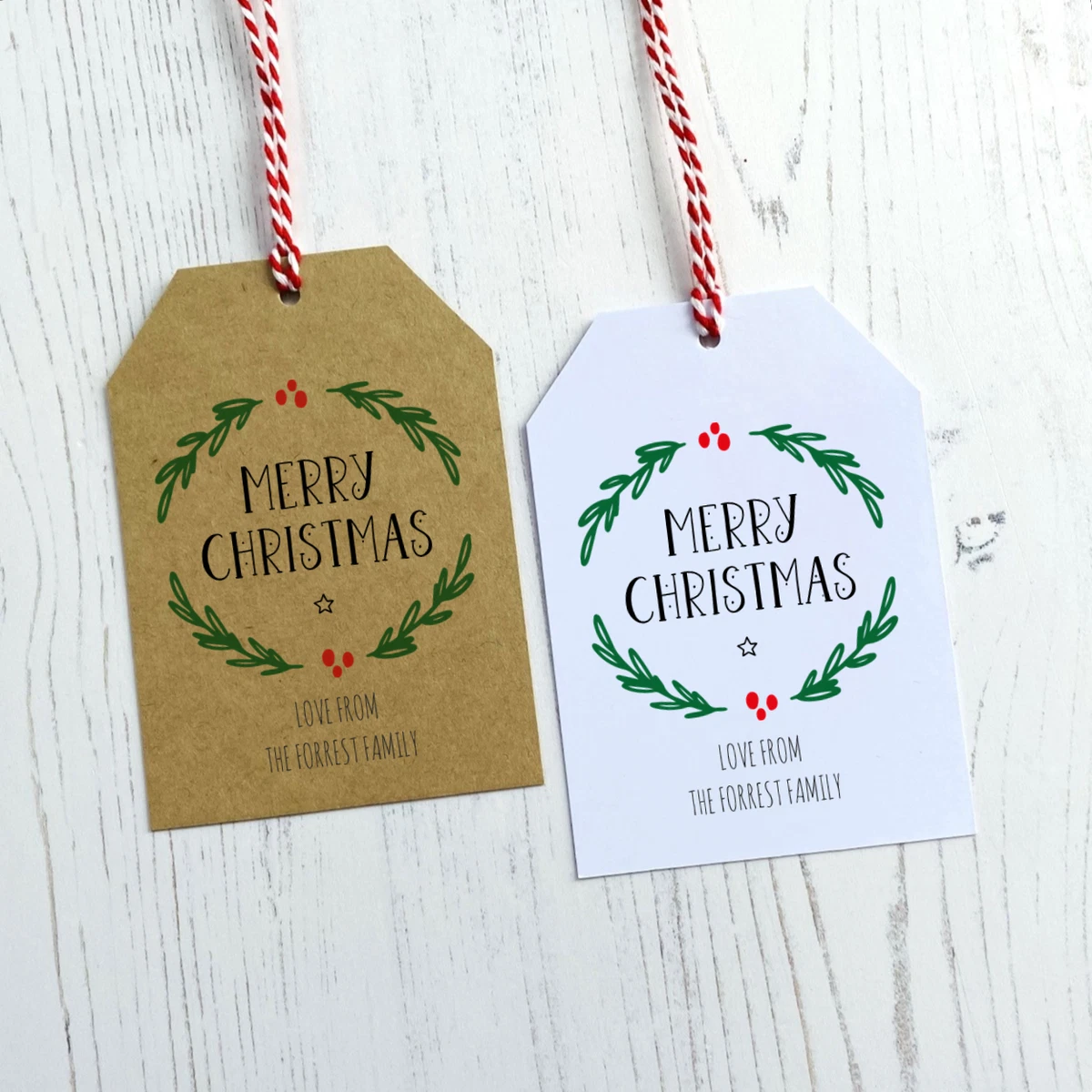 Personalised Christmas Gift Tags / Eco Wrapping / Rustic Family Present  Labels