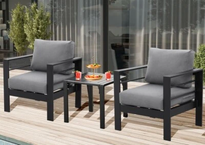 MEXO Aluminum Sitzgruppe 2 Personen Sitzgarnitur Gartenmöbel Set Balkon Terrasse