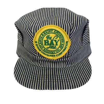 Bay Line Eisenbahn Zug Schaffner Mütze Streifen Patch Denim Cap 1987-1994 Vintage