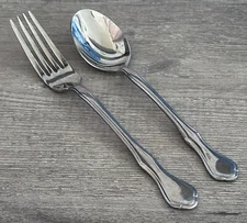 Pfaltzgraff Briarwood Dinner Fork Oval Place Spoon Soup Stainless Glossy