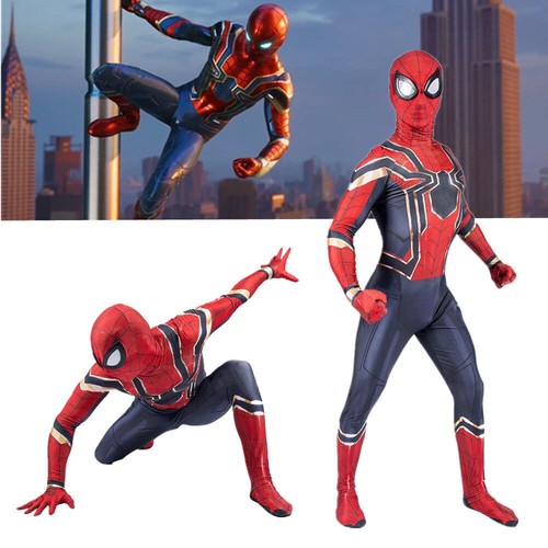 Kids Boys Adult Mens Spiderman Superhero Costume Fancy Dress Cosplay Outfits - Picture 3 of 32