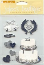 Jolee's Boutique 3D Stickers 25th SILVER ANNIVERSAY 58545 FAST FREE SHIPPING!