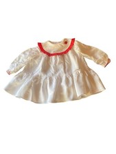 Vintage Diane Von Furstenberg Girls 4T White Long Sleeve Red Ruffle Trim