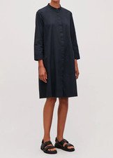 COS A-Line Shirt Dress NWT Navy Cotton Minimalist Size 12