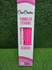 Char Charms Tumbler Straws Pink 6-Pack, Fits 30 oz Tumblers