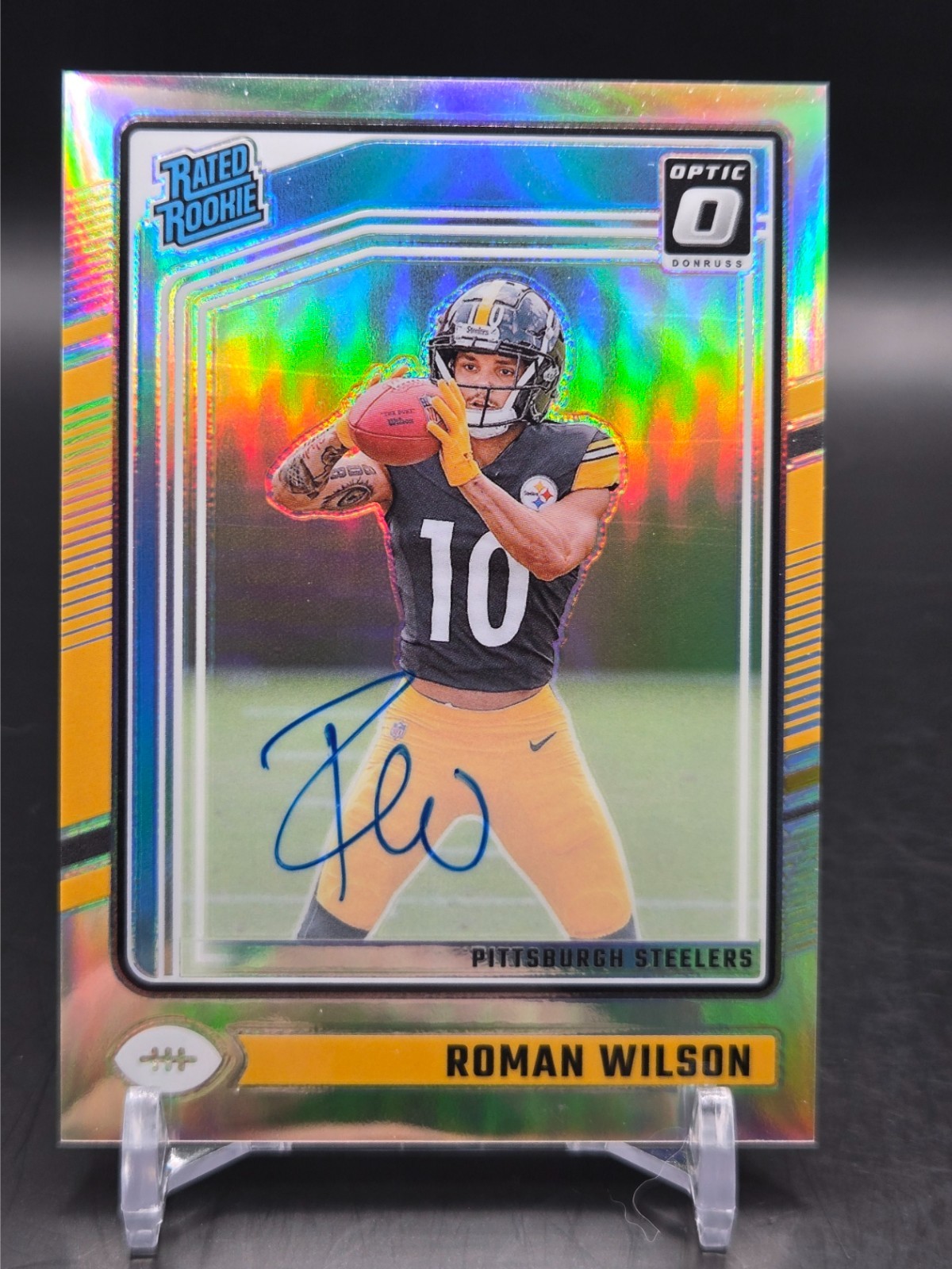 2024 Donruss Optic - Roman Wilson #285 - Silver Auto 36/150 - Steelers, SP