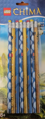 NEW SEALED Lego Chima Pencil Set 8 Wooden Pencils No. 2 Eraser