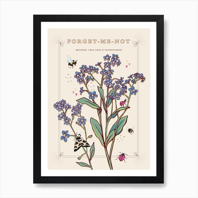 Forget Me Not On Cream Art Print Framed Wall Art Poster Canvas Print Picture