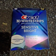 Crest 3D Whitstrips Sensitive Bright Plus Whitening Light 14 Treatments Exp 7/27