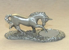 RARE PEWTER MYTHICAL UNICORN WITH MIRROR SPOONTIQUES HM1592  EUC