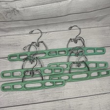 6 Vintage Tamor Type Plastic Pants Skirts Clamp Hangers Green