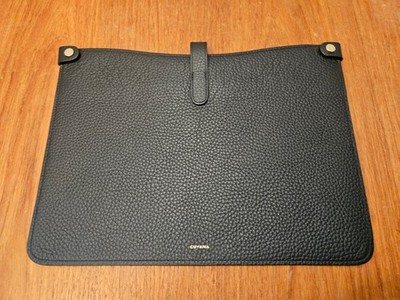 Cuyana 13  Leather Laptop Sleeve in Black - Personalized Initials