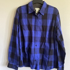 Orvis Women's 100 Cotton Button Long Sleeve Check Plaid Shirt Blue Size M
