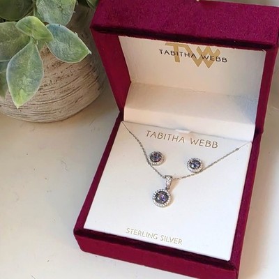 Tabitha Webb Sterling Silver Earrings  and Pendant Necklace Set NEW