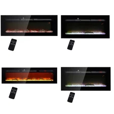 HOMCOM Recessed and Wall Mounted Electric Fireplace w/ Remote Control