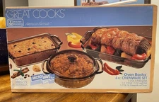 Vintage Four Piece Anchor Hocking Amber Ovenware Set Amber M1000/170 New in Box