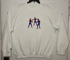 Spider-Man Pointing Embroidered White Sweatshirt