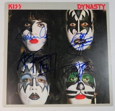 KISS Signed Autograph Auto "Dynasty" Album Vinyl LP by 4 JSA BAS