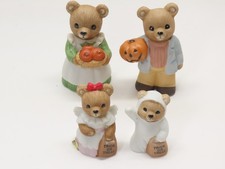 VTG Homco Halloween Bears Family #5209 Figurines 4ct Porcelain  W/box D3748