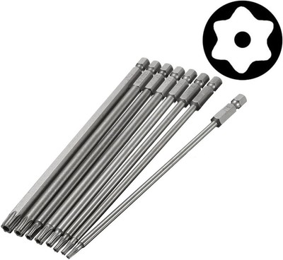 Yakamoz 8pcs 1/4 Inch Hex Shank T8-T40 Magnetic Torx One Size, 8pcs/ 150mm 
