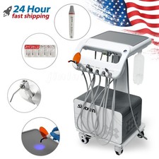 Portable Dental Mobile Delivery Unit Suction Syringe System Air Compressor 4Hole