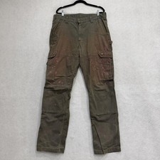 Carhartt Cargo Pants Mens 34x34 Green Canvas Relaxed Fit Workwear Splatter