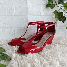 Miu Miu Red Patent Leather Open-Toe Pumps - Size 35.5 - Authentic Sandals