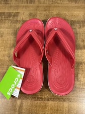 CROCS Women s 10 Men s 8 CROCBAND Flip Flops Red White Sandals