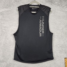 Under Armour Shirt Mens Medium Black Sleeveless Tank Top Training Logo Athletic