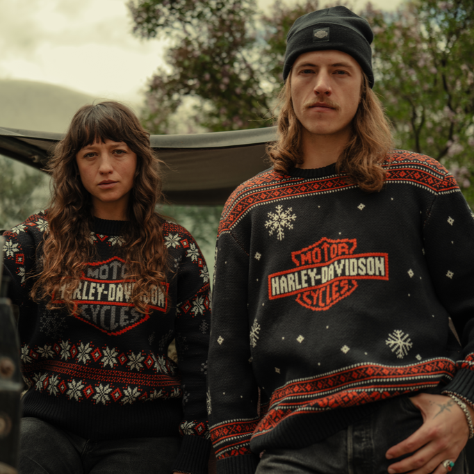 Harley Davidson Man's Holiday Christmas Black Knit Jumper 96794