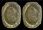 Two Vintage Federal Glass Madrid Pattern Oval Serving Plate.  Amber. 1932-1939.