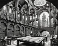 Black & White Abstract Galactic Library Canvas Wall Art Picture