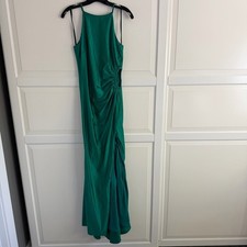 New! XSCAPE Green Cutout Detail Ruched Satin Maxi Gown Size 8 41044