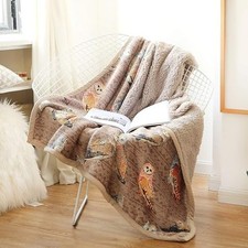 Flannel Sherpa Throws 60'' x 50'' - Cute Colorful Owl 50''x60'' A-colorful Owl