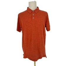 Robert Graham Short Sleeve Knit Polo Shirt Orange Melange Knit M