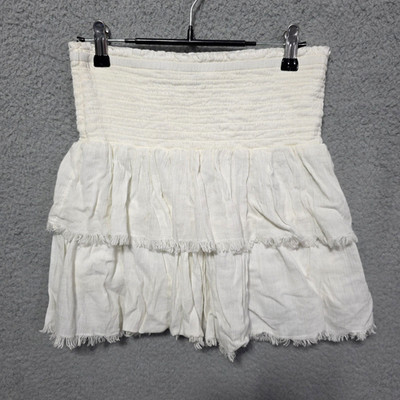 Aerie Women's Mini Skit White Gauze Tiered Elastic Size XS Tube Top New