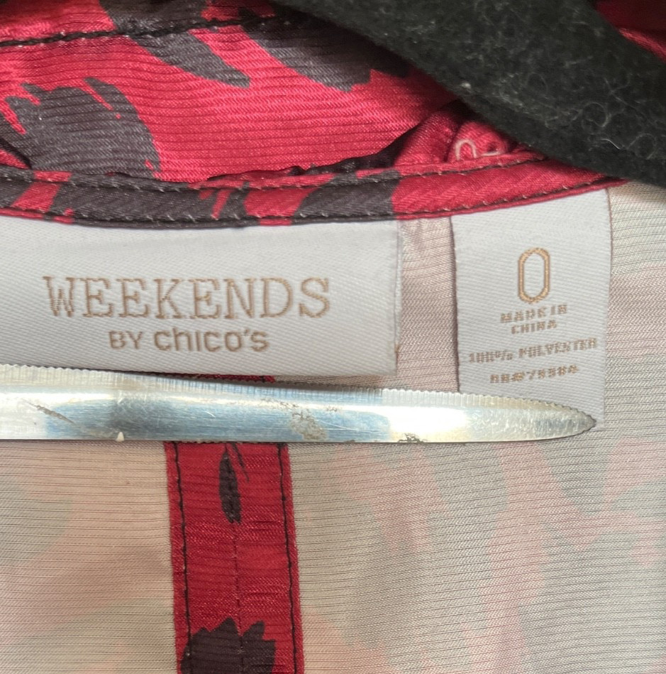 Chico’s Weekends Red Leopard Print Windbreaker Ja… - image 7