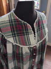 Vintage Lanz Of Salzburg Flannel Nightgown Size XL Red Green Plaid Cottagecore
