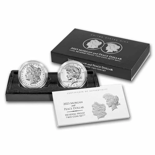 2023-S Morgan and Peace Silver Dollar Reverse Proof Set with Box and COA