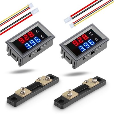 LED Digital Amperemeter Voltmeter DC 100V 50A mit Stromshunt