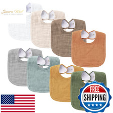 Konssy 8-Pack Muslin Baby Bandana Bibs, Cotton, Soft, Absorbent for Teething